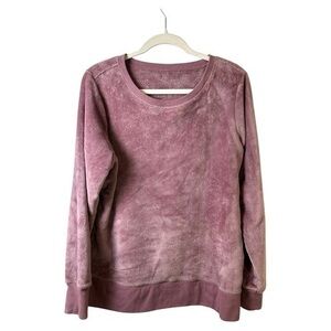 Gaiam Sweater Womens 1X Fuzzy Dusty Rose Yoga Sweatshirt Crewneck Warm Soft